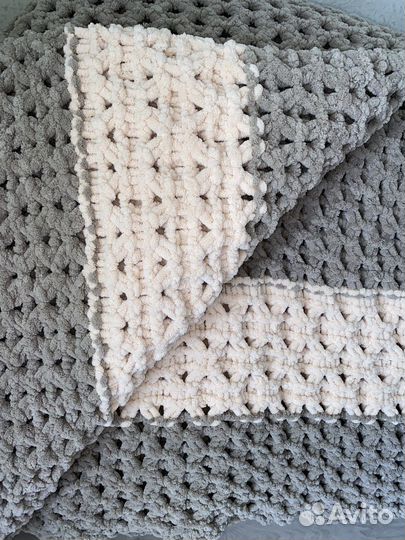 Плед из пряжи Ализе пуффи, 2.58 x 2.34