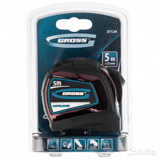 Рулетка Gross Doppelhaken 5 м x 25 мм