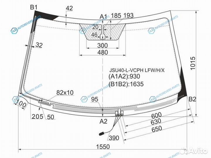 JSU40-L-vcph lfwhx Стекло лобовое с обогревом щето