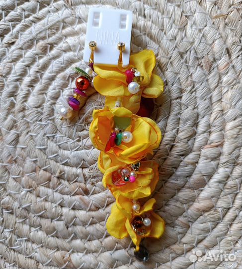 Серьги цветы. Брошь цветы. Колье с цветами.Браслет