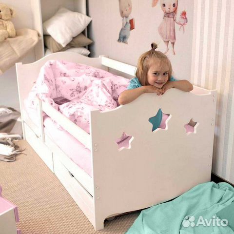Кроватка от 2х лет берёза высокий борт сингл