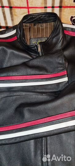 Куртка кожаная с полосками кожа тонкая мягкая