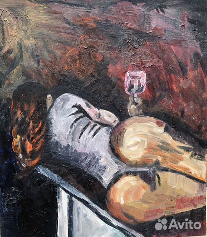 Картина в интерьер«девушка с бокалом»