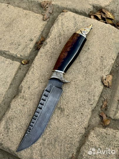 Нож Осетр из дамасской стали