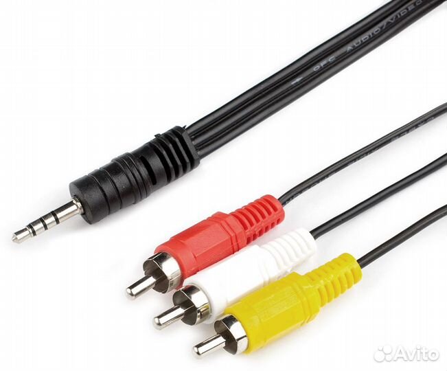 Кабель с миниджек 4-полюсный на 3 RCA (3 тюльпана)