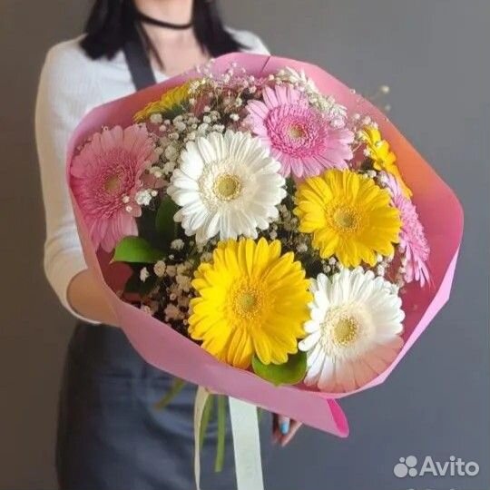 Цветы Гипсофила Герберы Букет гербер