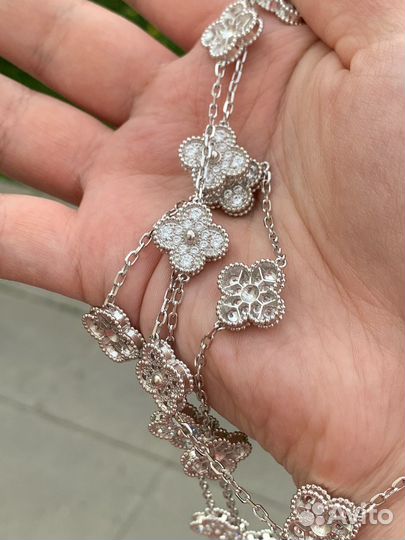 Колье цепь Van cleef Vintage Alhambra премиум