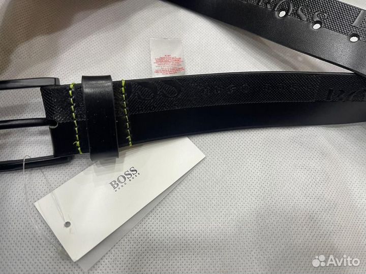 Кожаный ремень Hugo boss + пыльник 125см