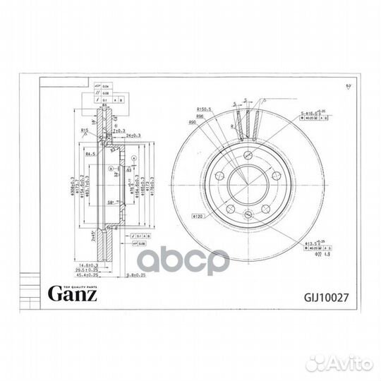 Диск тормозной передний VW touareg GIJ10027 ganz