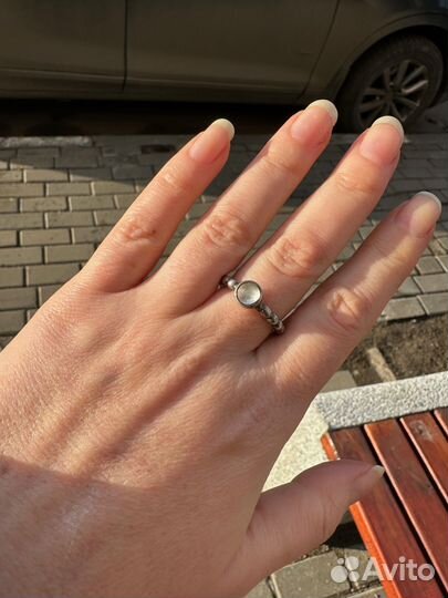 Кольцо Pandora серебро талисман лунный камень р. 5