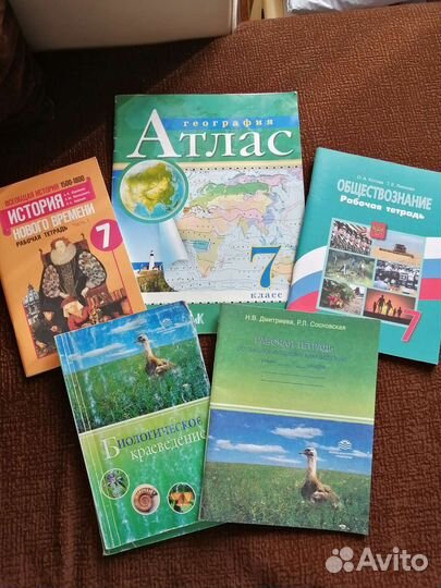 Учебники, раб. тетради, (2,3,7кл)