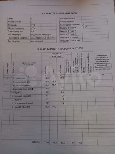 3-к. квартира, 77,6 м², 4/4 эт.