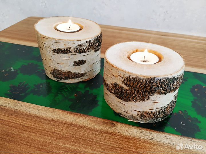 Набор подсвечников из березы