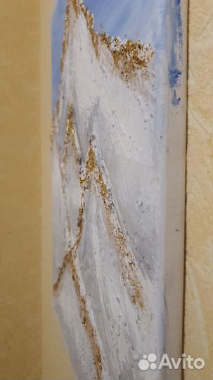 Картина - снежные горы с позолотой, 50 на 40