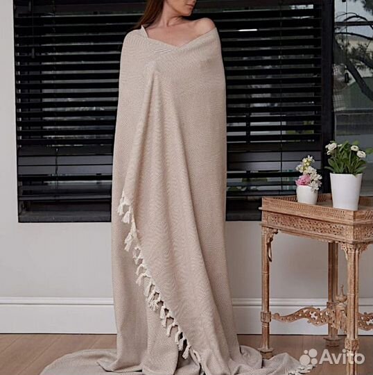 Плед хлопковый Venera 145х200 см, цвет Бежевый