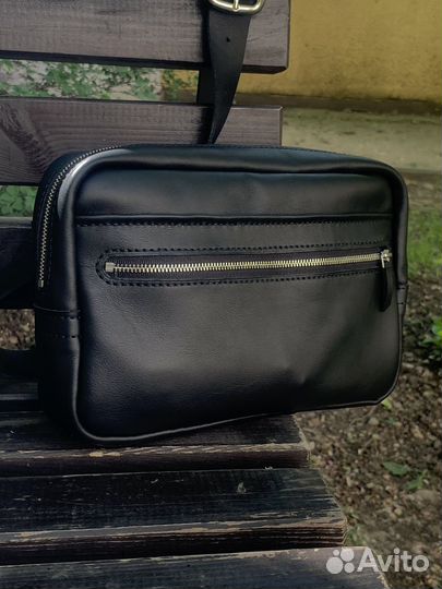 Мужская кожаная сумка ручной работы кросс боди