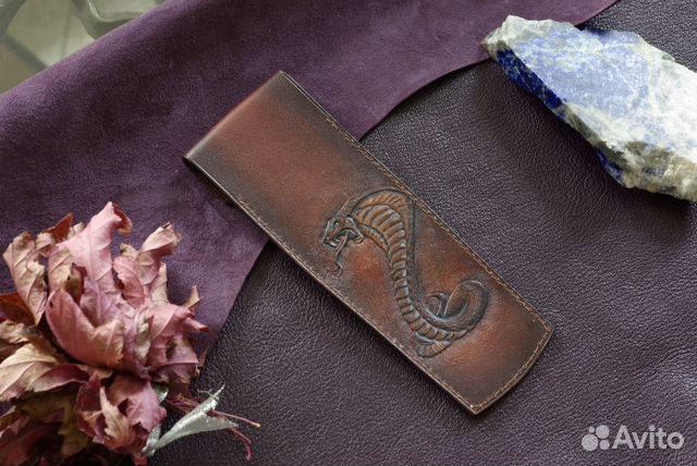 Чехол для ручек, карандашей. Кожа. Handmade