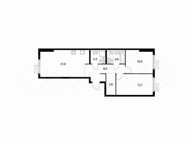 2-к. квартира, 65,9 м², 12/33 эт.