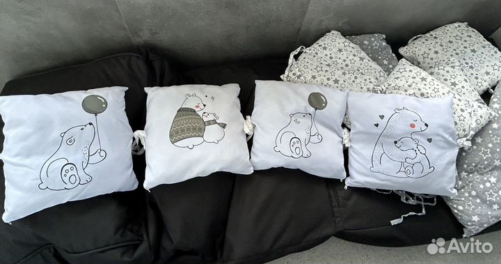 Бортики подушки в кроватку 12 шт