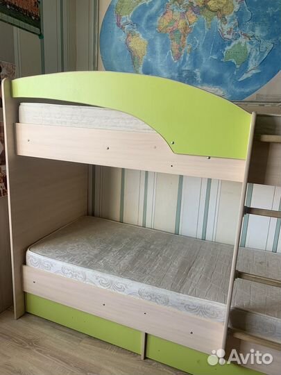 Детская двухъярусная кровать с матрасами