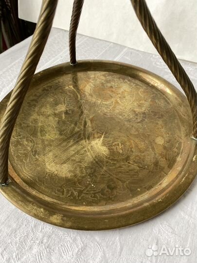 Латунный поднос для восточного чая со стаканчиками