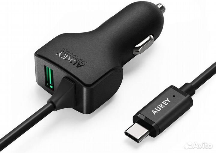 Авто зарядка Aukey 27W - 1xUSB & Type C 3A (CC-Y4)