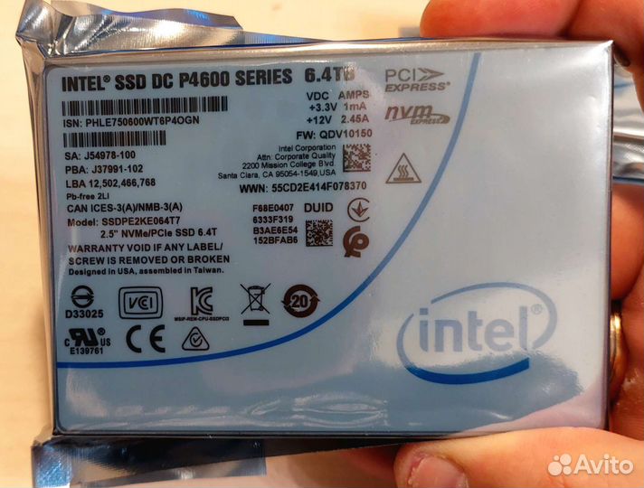 Серверный диск Intel ssd DC P4600 6.4TB U2 NVMe