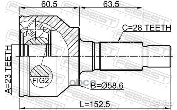 Шрус наружный 23X58.6X28 0510blat Febest