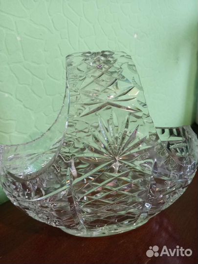 Конфетница корзинка хрустальная