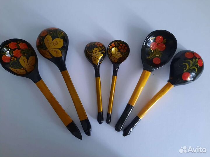 Хохлома набор для мёда, половники, ложки СССР