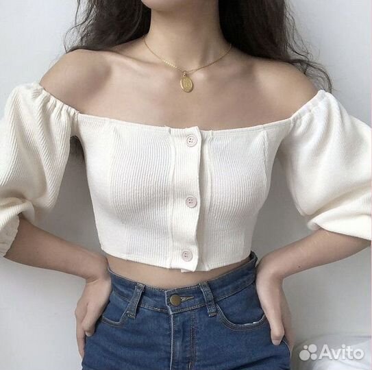 Топ без плеч с длинным рукавом