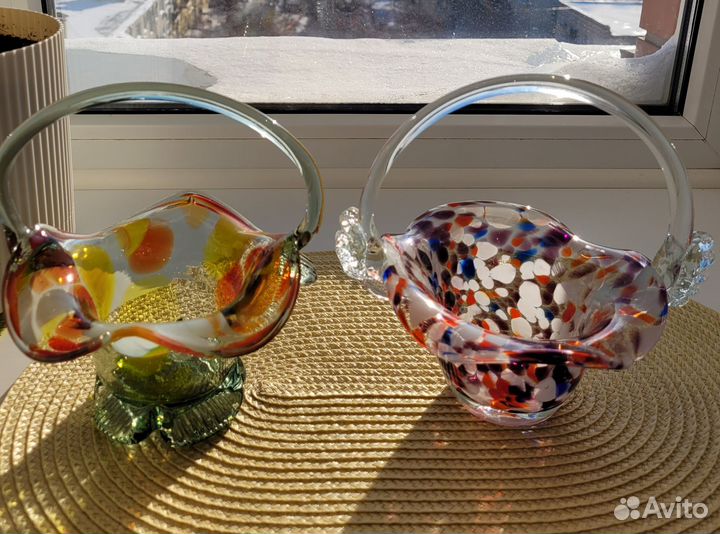 Вазы,конфетницы цветное стекло СССР