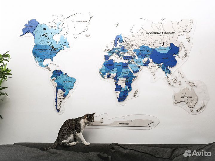 Деревянная карта мира на стену Джозани