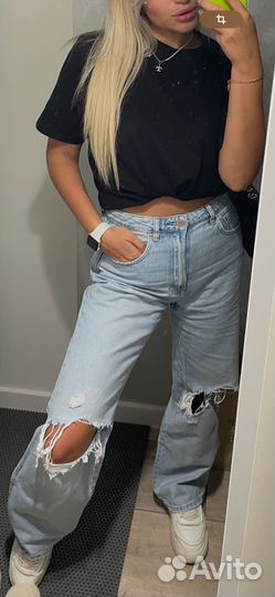 Джинсы широкие stradivarius