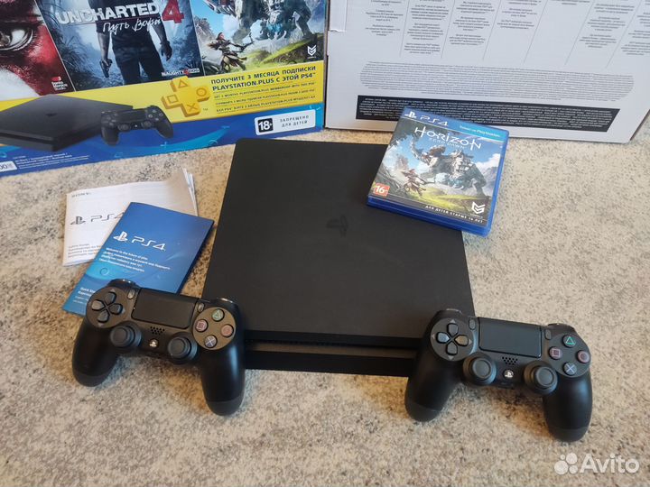 PS4 Slim+2 джоя+50 игр
