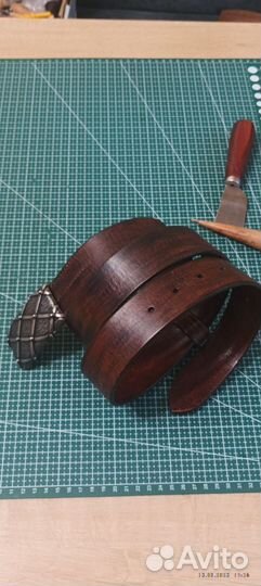 Мужской кожаный ремень ручной работы