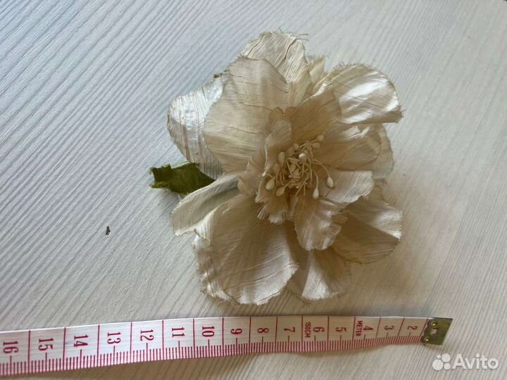 Брошь цветок, Чер. Беж. Коричн