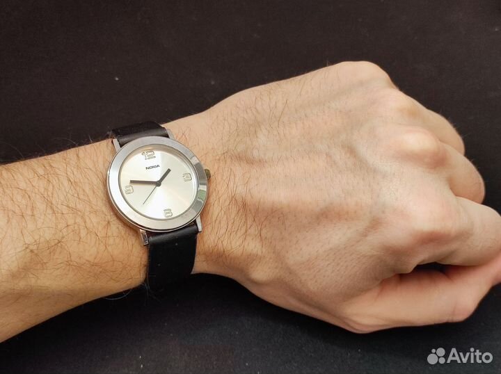 Часы nokia кварц с кожаным ремешком
