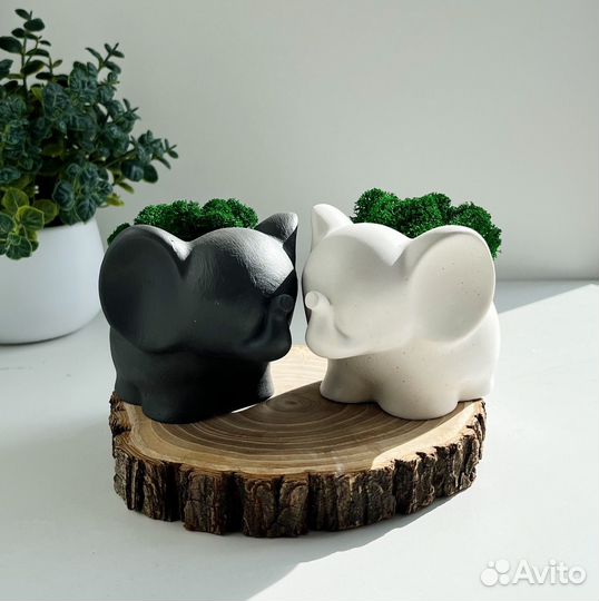 Декоративное Кашпо Слоник из гипса