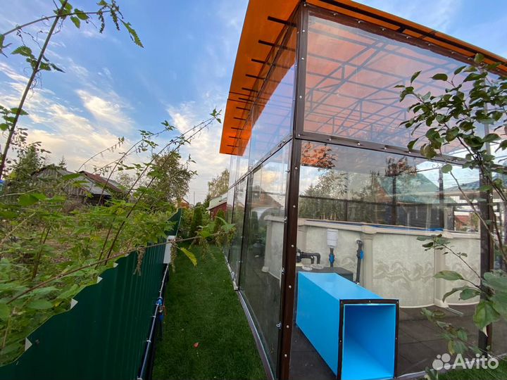 Мягкие окна защитные и навес для бассейна, беседки