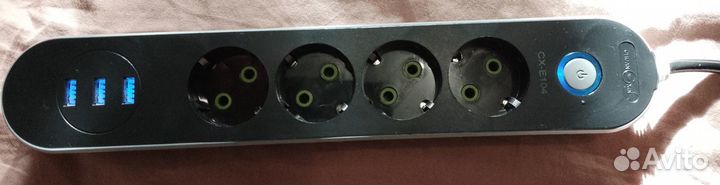 Сетевой удлинитель с выключателем 4 розетки 3 USB