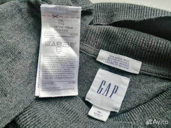 Шерстяная водолазка GAP свитер с горлом шерсть XXL