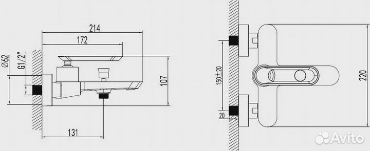 Смеситель для ванны с душем Bien Hermes BB01009406 черный, розовое золото