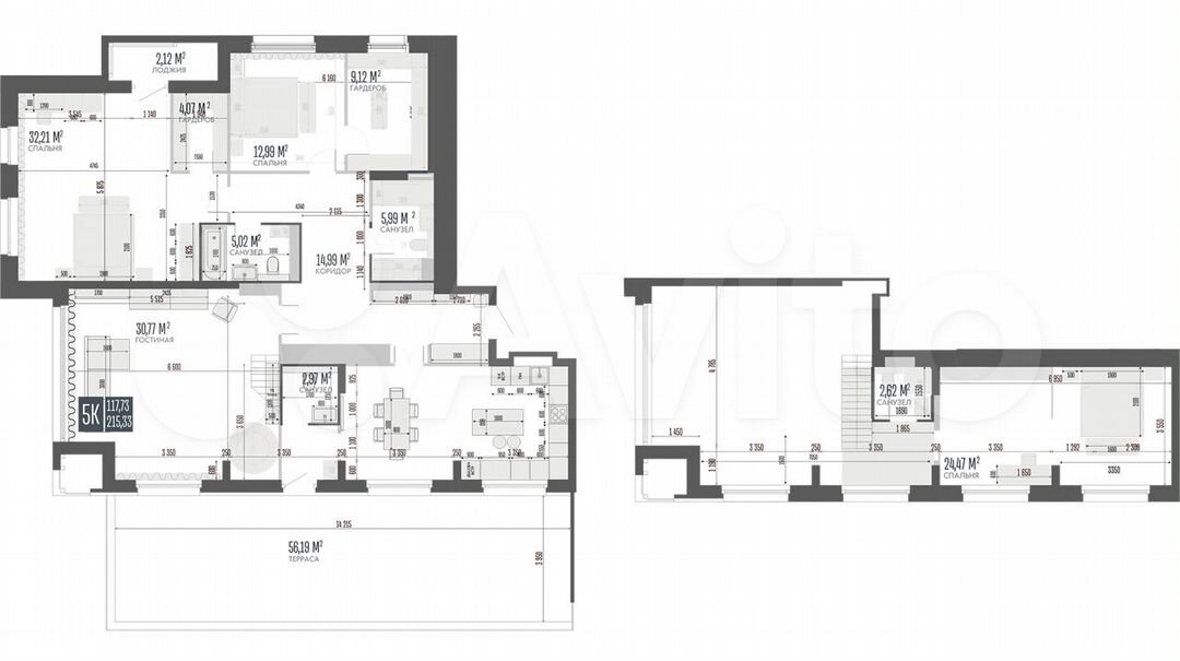 5-к. квартира, 215,3 м², 14/15 эт.