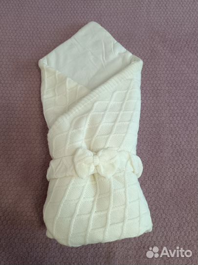 Конверт - одеяло на выписку теплое вязаное