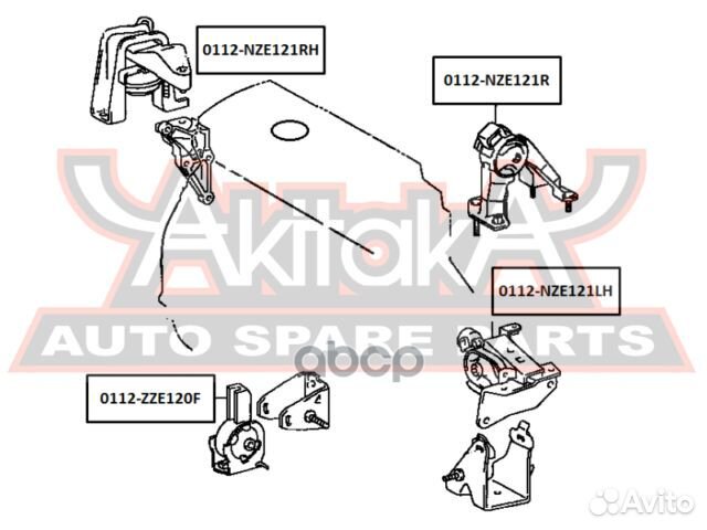 Подушка двигателя правая 0112NZE121RH asva