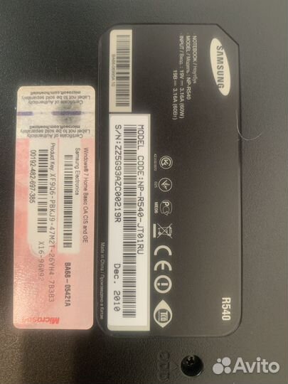 Ноутбук samsung r540