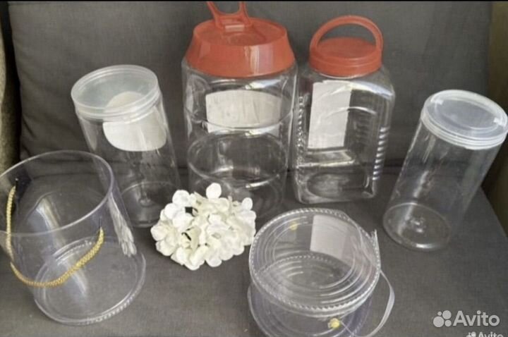 Контейнер банка прозрачные бытовые с ручкой