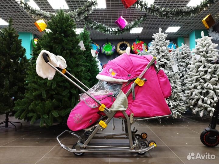 Санки Коляска Nika 7-6 с снеговиком