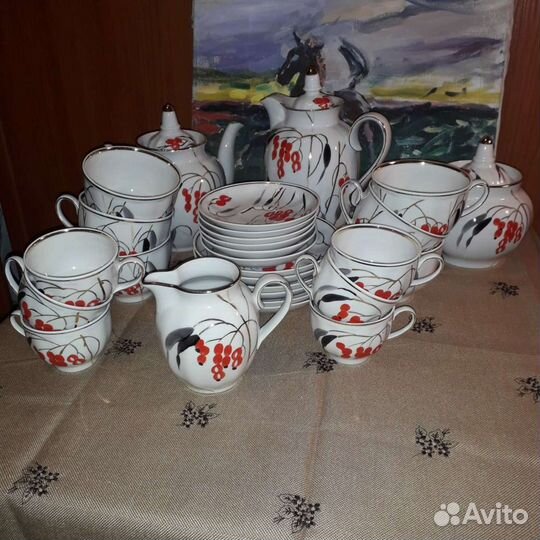 Чайный сервиз Дулево. Кофейный. Кизил. новый